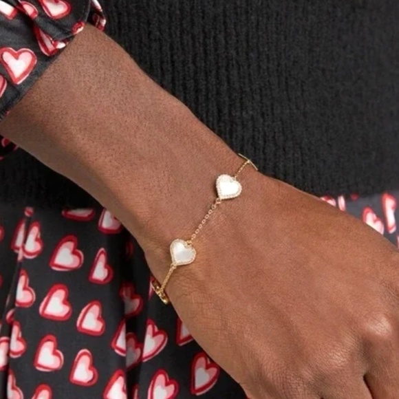 KATE SPADE BRACELET ⭐️TAKE HEART PAVE CRYSTAL- MINT ENAMEL CZ GOLD TONE-Pierced - Picture 7 of 16